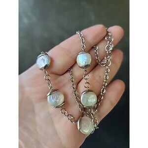 Designer IPS 925 Sterling Silver Coin Pearl Adjustable Necklace Vintage